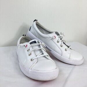 Sperry Top Sider Girls White Low Top Sneakers Size 4.5 Girls GOOD Condition